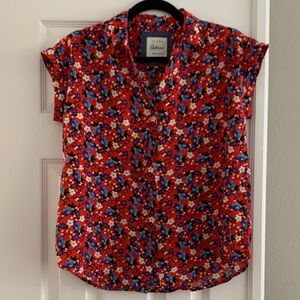 JACHS Girlfriend Red and Blue Floral Top